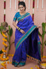Royal Blue Silk Saree with Teal Woven Border Traditional Design
