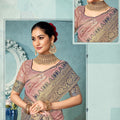 Dusty Pink Banarasi Silk Saree with Rich Traditional Border