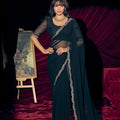 Black Georgette Saree with Embroidered Border Designer Saree