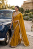 Mustard Yellow Georgette Saree Stone Embroidered Border Designer Blouse