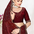 Elegant Maroon Silk Saree with Zari Embroidered Border