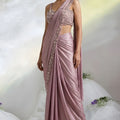 Dusty Pink Ready to Wear Designer Saree Sequins Embroidered Blouse