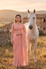 Peach Embroidered Saree with Designer Border and Blouse 