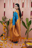 Royal Blue Silk Saree Mustard Gold Woven Border Traditional Design