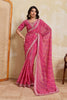 Pink Georgette Saree with Golden Embroidered Border Designer Blouse