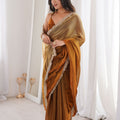 Mustard Gold Organza Silk Saree with Designer Lace Border