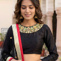 Designer Black Art Silk Digital Printed Lehenga Choli with Soft Net Dupatta