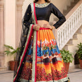Designer Black Art Silk Digital Printed Lehenga Choli with Soft Net Dupatta