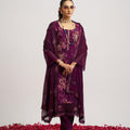Elegant Purple Organza Embroidered Salwar Suit with Dupatta