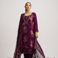 Elegant Purple Organza Embroidered Salwar Suit with Dupatta