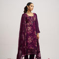 Elegant Purple Organza Embroidered Salwar Suit with Dupatta