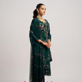 Stylish Navy Blue Organza Embroidered Salwar Suit with Dupatta
