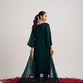 Stylish Navy Blue Organza Embroidered Salwar Suit with Dupatta