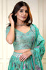 Wonderful Blue Floral Printed Lehenga Choli with Mirror Work and Matching Dupatta for Wedding