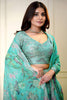 Wonderful Blue Floral Printed Lehenga Choli with Mirror Work and Matching Dupatta for Wedding