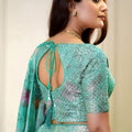 Wonderful Blue Floral Printed Lehenga Choli with Mirror Work and Matching Dupatta for Wedding