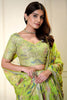 Elegant Lime Yellow Floral Printed Lehenga Choli with Mirror Work and Matching Dupatta for Wedding