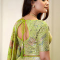 Elegant Lime Yellow Floral Printed Lehenga Choli with Mirror Work and Matching Dupatta for Wedding