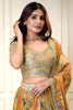 Glorious Orange Floral Printed Lehenga Choli with Mirror Work and Matching Dupatta for Wedding