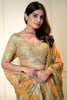Glorious Orange Floral Printed Lehenga Choli with Mirror Work and Matching Dupatta for Wedding