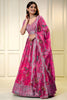 Lovely Pink Floral Printed Lehenga Choli with Mirror Work and Matching Dupatta for Wedding