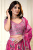 Lovely Pink Floral Printed Lehenga Choli with Mirror Work and Matching Dupatta for Wedding