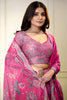 Lovely Pink Floral Printed Lehenga Choli with Mirror Work and Matching Dupatta for Wedding