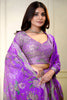 Superb Purple Floral Printed Lehenga Choli with Mirror Work and Matching Dupatta for Wedding