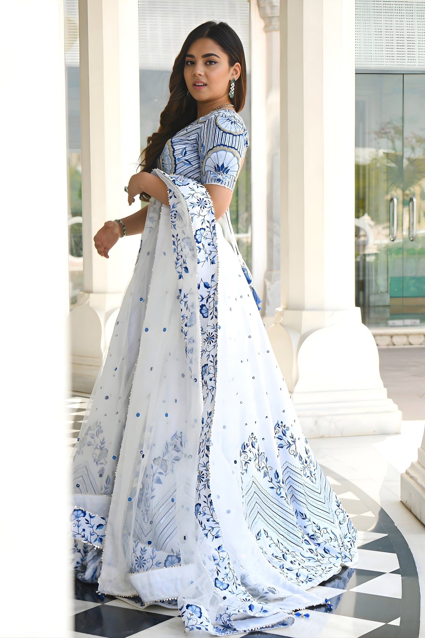 Premium White Satin Embroidered Lehenga Choli with Designer Dupatta for Women