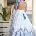 Premium White Satin Embroidered Lehenga Choli with Designer Dupatta for Women