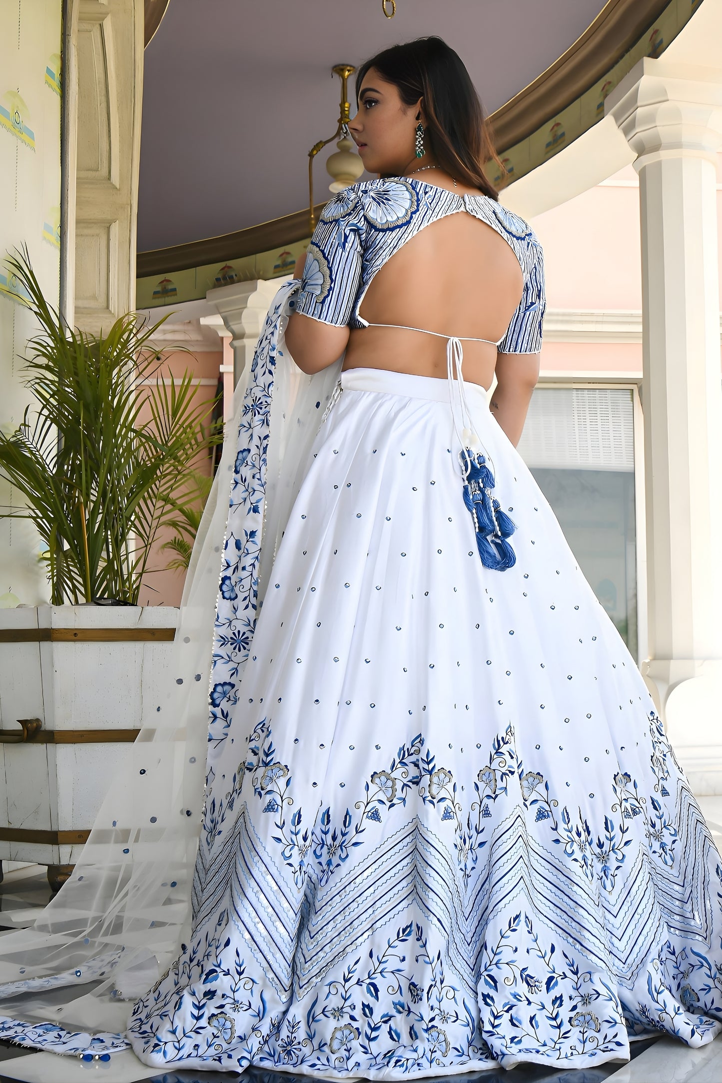 Premium White Satin Embroidered Lehenga Choli with Designer Dupatta for Women