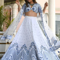 Premium White Satin Embroidered Lehenga Choli with Designer Dupatta for Women