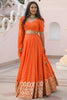 Stylish Orange Georgette Embroidered Lehenga Choli with Designer Dupatta for Women