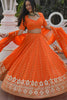 Stylish Orange Georgette Embroidered Lehenga Choli with Designer Dupatta for Women