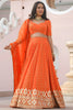 Stylish Orange Georgette Embroidered Lehenga Choli with Designer Dupatta for Women