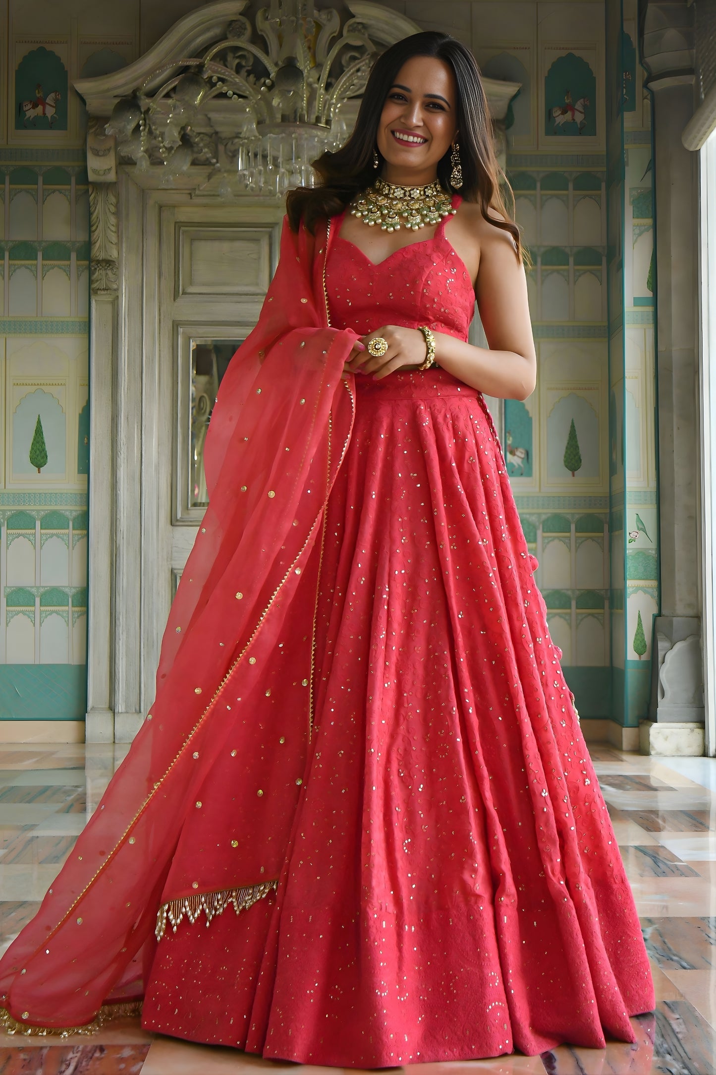 Lovely Pink Georgette Embroidered Lehenga Choli with Designer Dupatta for Women