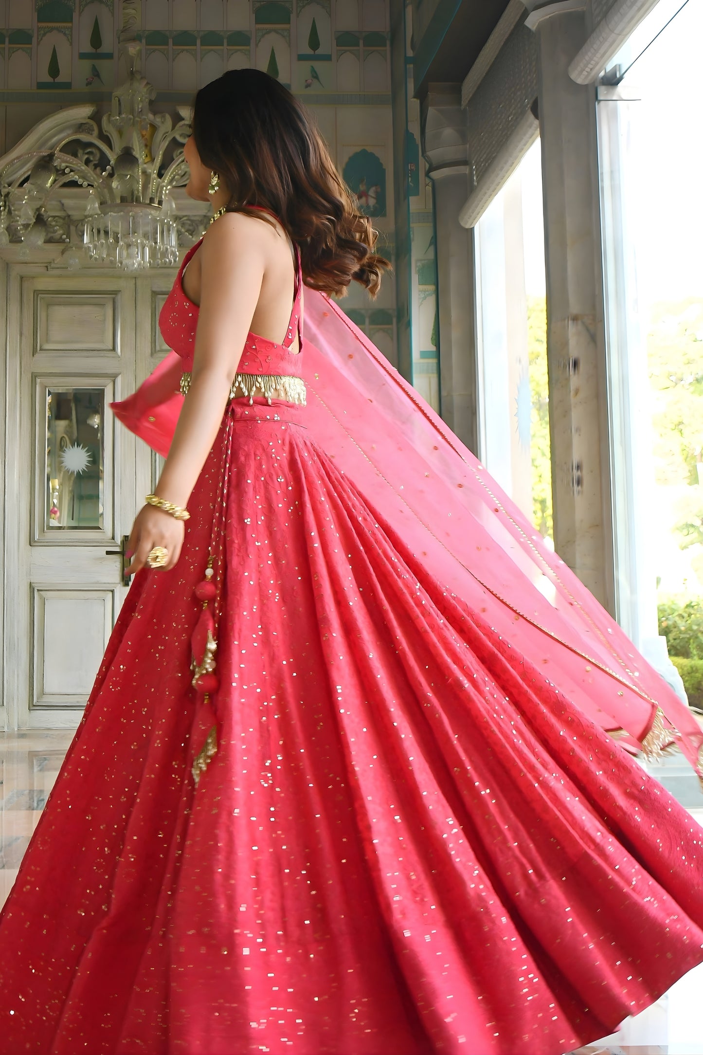 Lovely Pink Georgette Embroidered Lehenga Choli with Designer Dupatta for Women