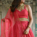 Lovely Pink Georgette Embroidered Lehenga Choli with Designer Dupatta for Women