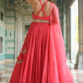 Lovely Pink Georgette Embroidered Lehenga Choli with Designer Dupatta for Women