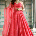 Lovely Pink Georgette Embroidered Lehenga Choli with Designer Dupatta for Women