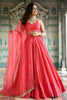 Lovely Pink Georgette Embroidered Lehenga Choli with Designer Dupatta for Women