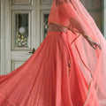 Elegant Peach Georgette Embroidered Lehenga Choli with Designer Dupatta for Women