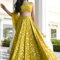 Stylish Yellow Georgette Embroidered Lehenga Choli with Designer Dupatta for Women