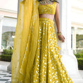 Stylish Yellow Georgette Embroidered Lehenga Choli with Designer Dupatta for Women