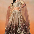 Fantastic Brown Georgette Embroidered Lehenga Choli with Soft Net Dupatta for Women
