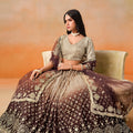 Fantastic Brown Georgette Embroidered Lehenga Choli with Soft Net Dupatta for Women
