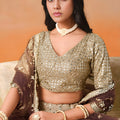 Fantastic Brown Georgette Embroidered Lehenga Choli with Soft Net Dupatta for Women