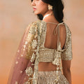 Fantastic Brown Georgette Embroidered Lehenga Choli with Soft Net Dupatta for Women