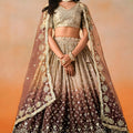 Fantastic Brown Georgette Embroidered Lehenga Choli with Soft Net Dupatta for Women