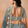 Stunning Dove Blue Georgette Embroidered Lehenga Choli with Soft Net Dupatta